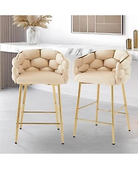 Streamdale Modern Counter Stools Set of 2, Beige, with Footrest