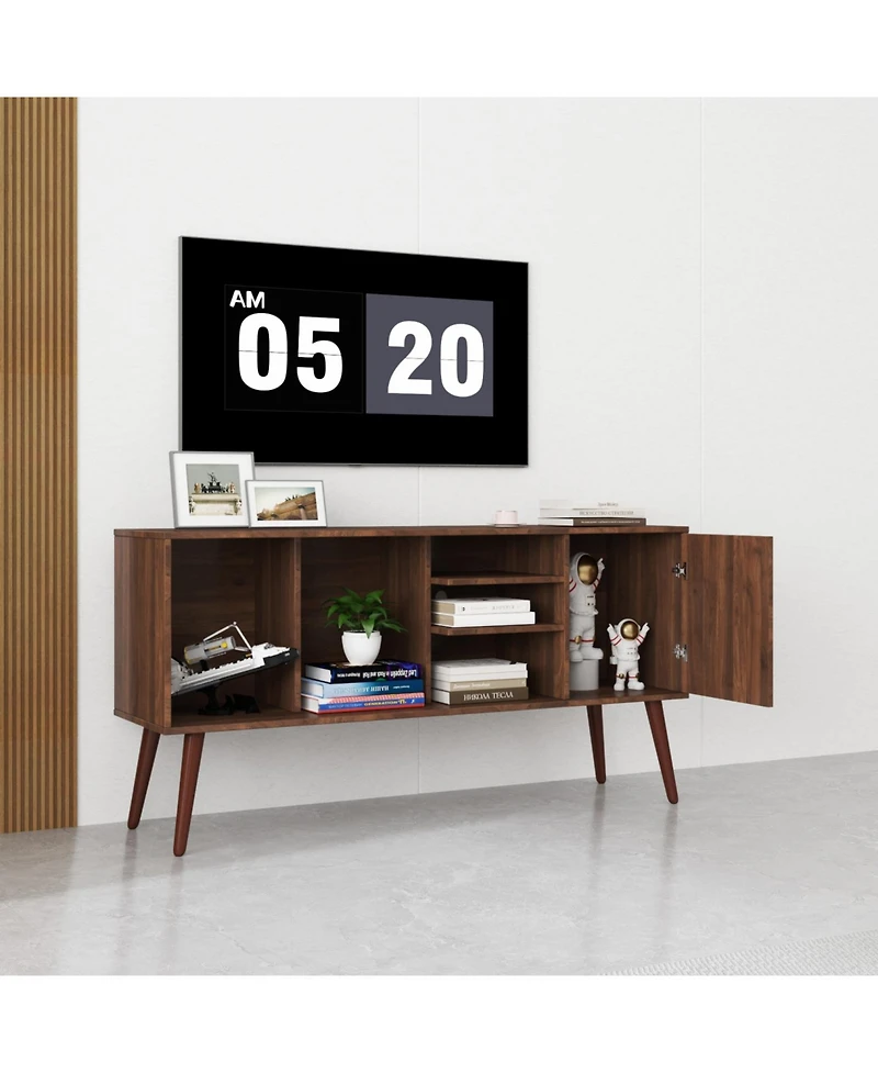 Streamdale Tv Stand Use in Living Room Furniture with 1 storage and 3 shelves Cabinet