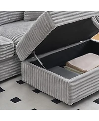 Streamdale 82 inches gray corduroy sofa, storage feet +4 throw pillows, create a living room, office fashion new darling!