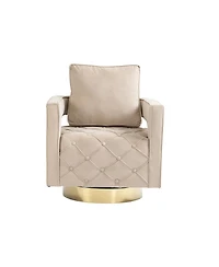 Streamdale Modern Velvet Accent Chair with Pillow and Tufted Button