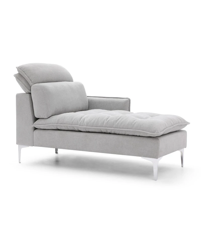 Streamdale 55" Chaise Lounge Sofa Left Armrest, Pillow, Tufted