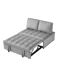 Streamdale Modern Velvet Convertible Sofa Bed with Detachable Backs, Grey