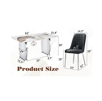Pandora Sintered Stone Dining Set: 6 Black Chairs, Modern Table