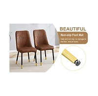 Streamdale Wood-Textured Mdf Dining Table Set with 6 Armless Suede Chairs