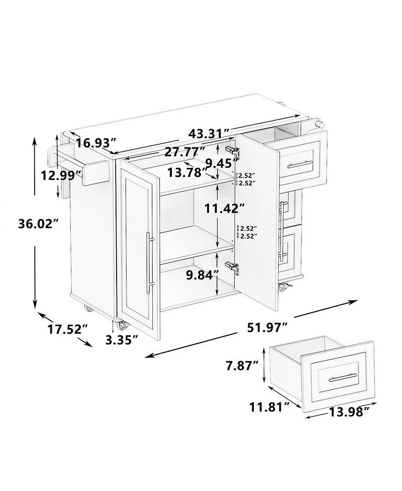Streamdale Kitchen Island Cart with Storage