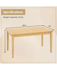 20 Inch x 35.5 Inch Outdoor Teak Wood Coffee Table with Slatted Tabletop for Balcony