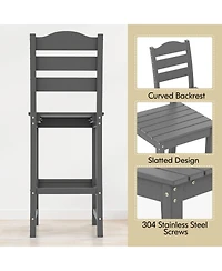 30 Inches Counter Height Hdpe Bar Stool with Backrest and Footrest