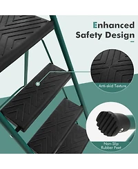 Folding 4-Step Ladder with Tool Tray Non-Slip Footpads and Pedals