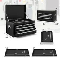 24 Inch Tool Chest Case with 6 Drawers and Top Storage for Garage Repair Shop & Warehouse