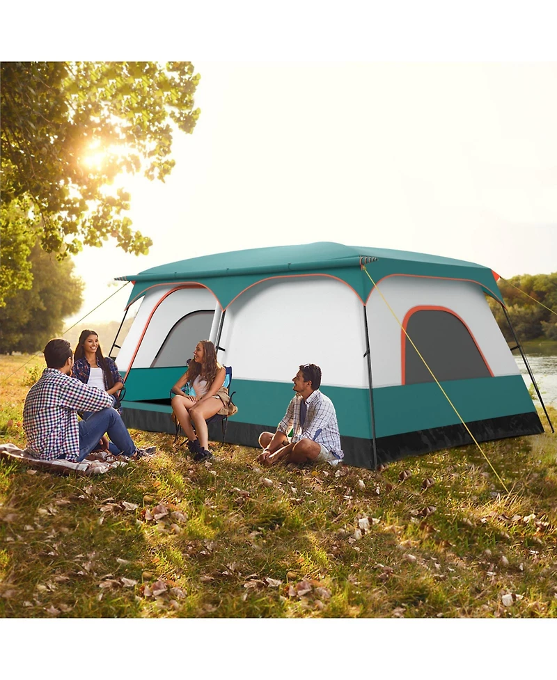 8-10 Person Camping Tent with Double Rooms and 2 Doors