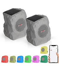5 Core Rock Speaker Outdoor Waterproof Bluetooth Garden Speakers Solar & Usb Charging Rgb Colors for Patio Pool Home