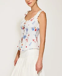 Line & Dot Women's Reeta Square-Neck Top Button-Front