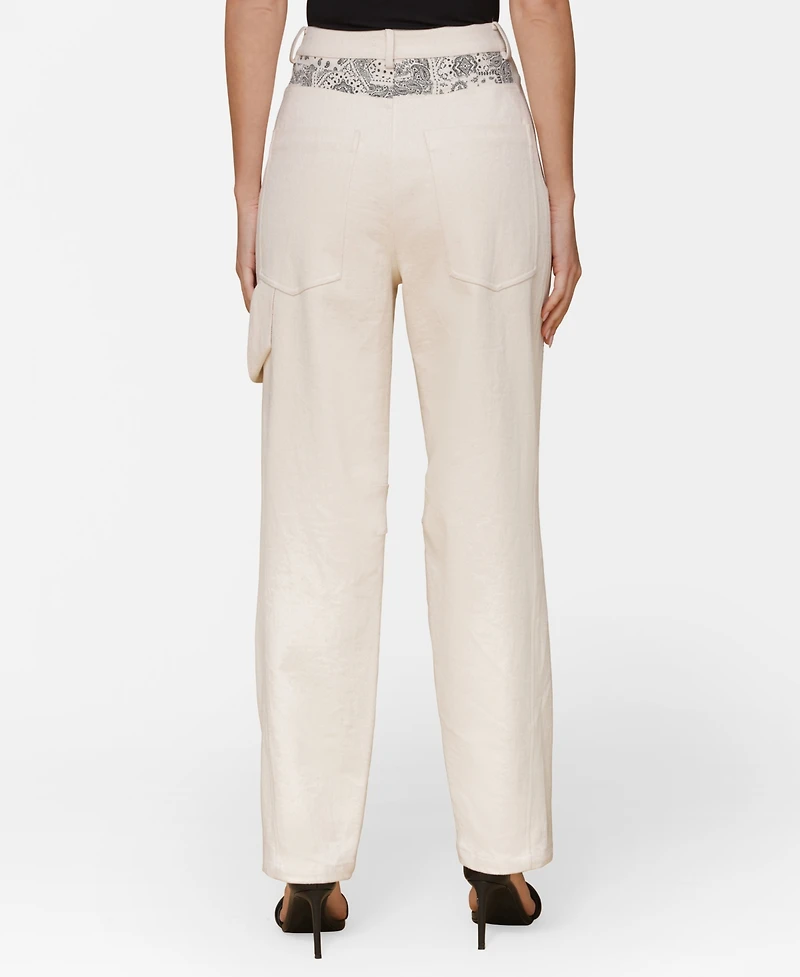 Avec Les Filles Women's Bandanna-Inset Carpenter Pants