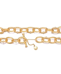 14K Gold Plated Cubic Zirconia Round Chain Necklace