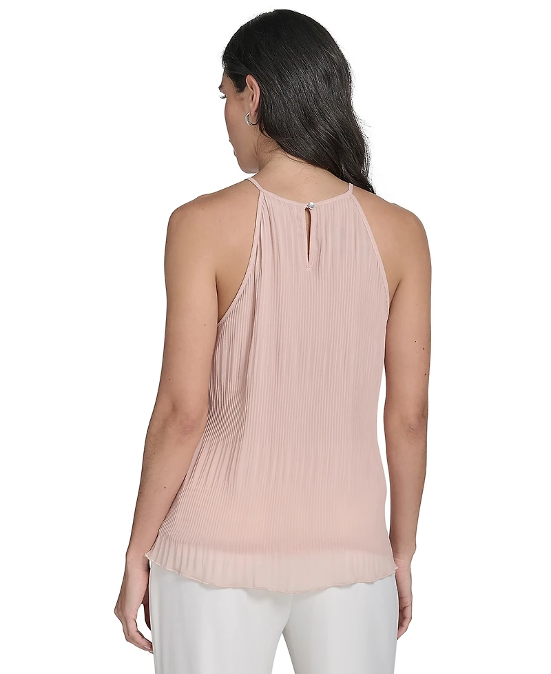 Calvin Klein Women's Pleated Chiffon Halter-Neck Top