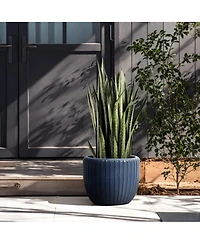 LuxenHome Ribbed Bowl Round Ceramic Decorative Planter Pot