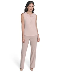 Calvin Klein Women's Sleeveless Pleat-Neck Knit Top