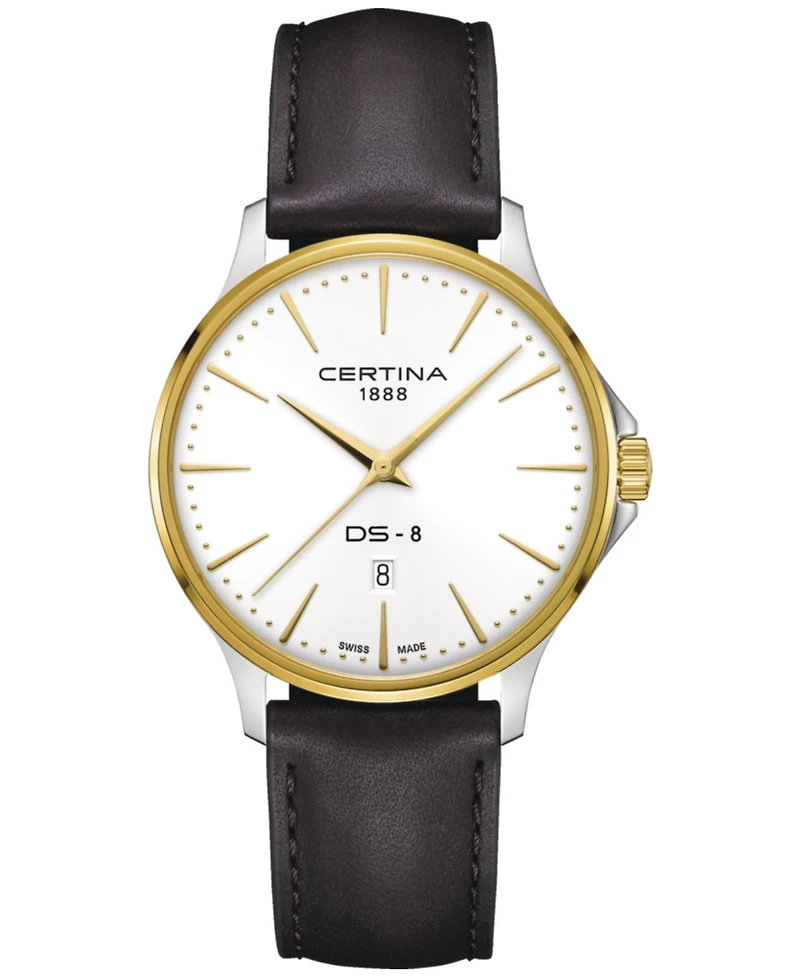 Certina Men's Swiss Ds-8 Brown Leather Strap Watch 40mm