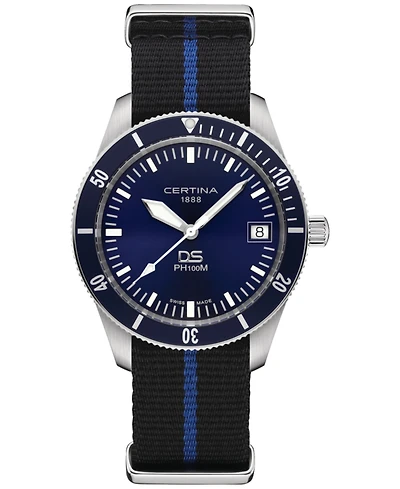 Certina Men's Swiss Ds Heritage Blue Nato Strap Watch 41mm