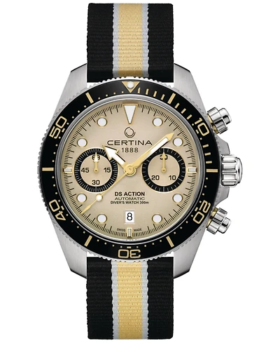 Certina Men's Swiss Automatic Chronograph Ds Action Multicolor Nylon Strap Watch 45mm