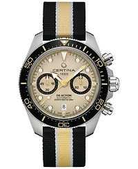 Certina Men's Swiss Automatic Chronograph Ds Action Multicolor Nylon Strap Watch 45mm