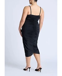 Eloquii Women's Plus Hardware Shirred Midi Dress