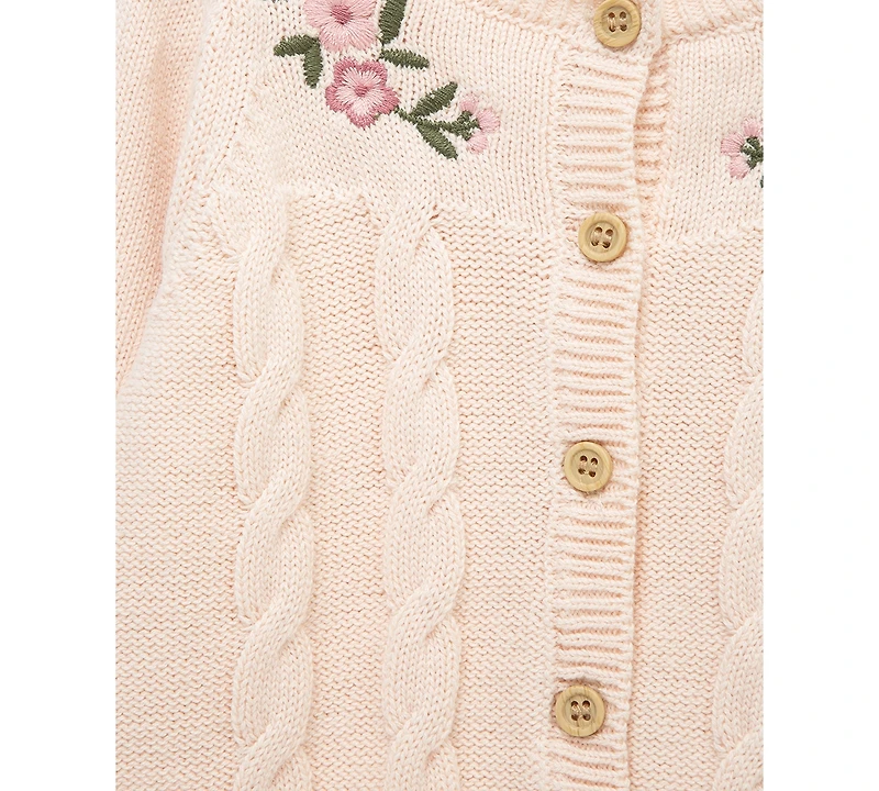 Little Me Baby Girls Floral Swag Cotton Sweater & Pants, 2 Piece Set