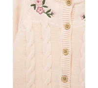 Little Me Baby Girls Floral Swag Cotton Sweater & Pants, 2 Piece Set
