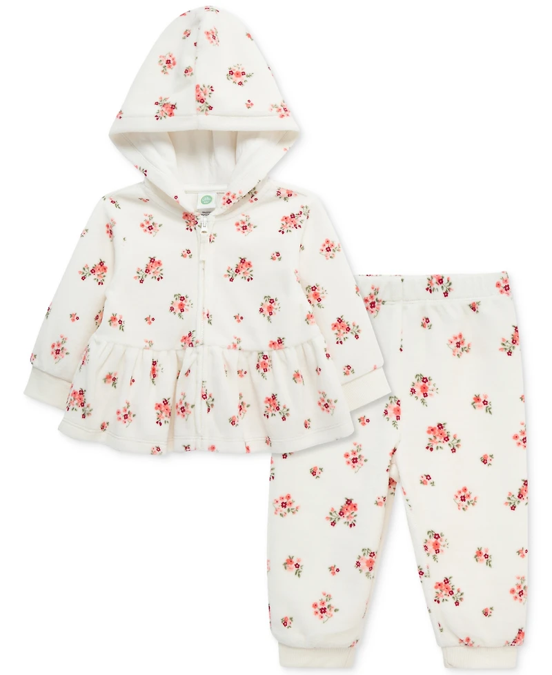 Little Me Baby Girls Garden Hoodie & Pants, 2 Piece Set