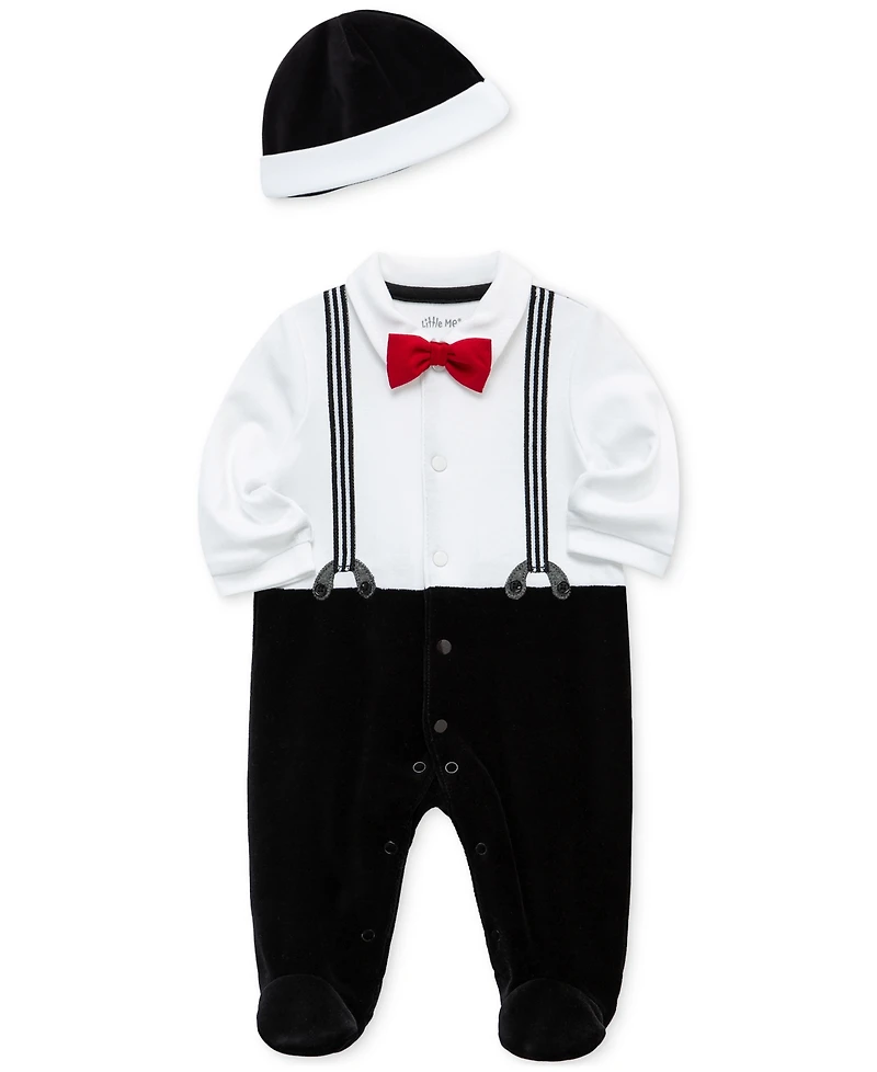 Little Me Baby Boys Party Footed Coverall & Hat, 2 Piece Set