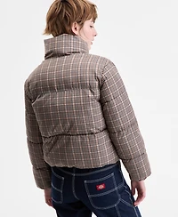 Sebby Women's Plaid Zip-Front Puffer Coat