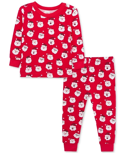 Little Me Baby Santa-Print Pajama Top & Pants, 2 Piece Set