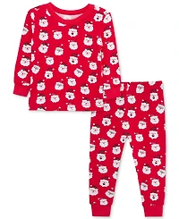 Little Me Baby Santa-Print Pajama Top & Pants, 2 Piece Set