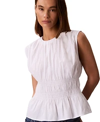 Calvin Klein Jeans Women's Ruched Cotton Poplin Top