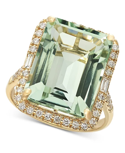 Effy Amethyst (10-3/4 ct. t.w.) & Diamond (3/8 Halo Ring 14k Gold (Also available Citrine, Green Quartz Black Onyx)