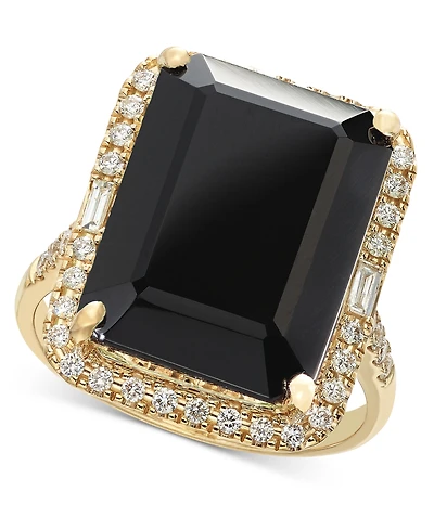 Effy Amethyst (10-3/4 ct. t.w.) & Diamond (3/8 Halo Ring 14k Gold (Also available Citrine, London Blue Topaz, Green Quartz Black Ony