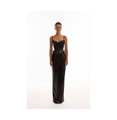 Milla Women's Dramatic fitted sequined maxi skirt