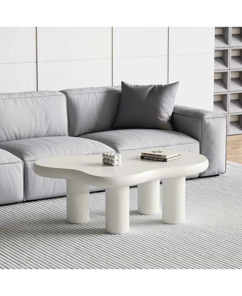 Streamdale Cute Cream Coffee Table (46") with 4 Legs for Living Room