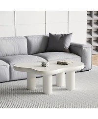 Streamdale Cute Cream Coffee Table (46") with 4 Legs for Living Room