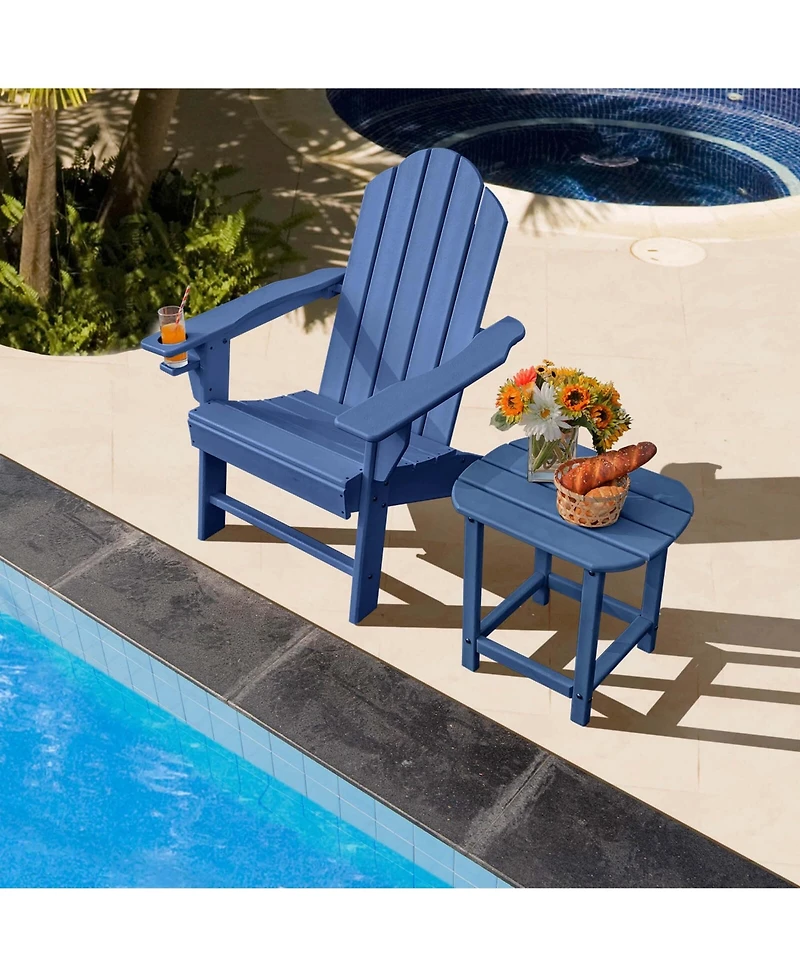 2 Pcs Patio Adirondack Chair Side Table Hdpe Weather Resistant Cup Holder