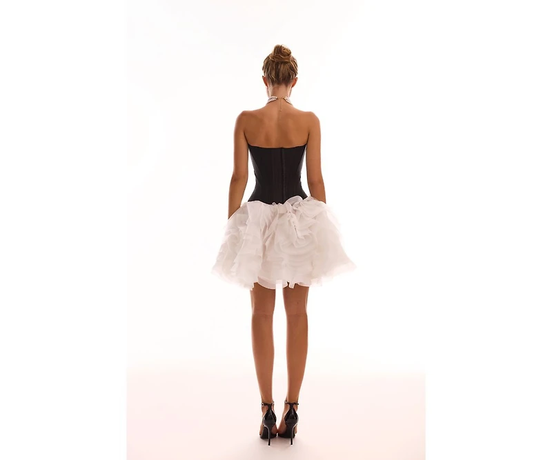 Milla Women's Danceable mini skirt with ruched flower appliques