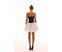 Milla Women's Danceable mini skirt with ruched flower appliques