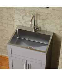 24" Bathroom Vanity Cabinet with Stainless Steel Sink