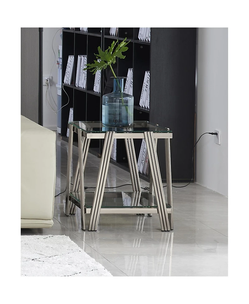 Streamdale 20" Square Glass End Table