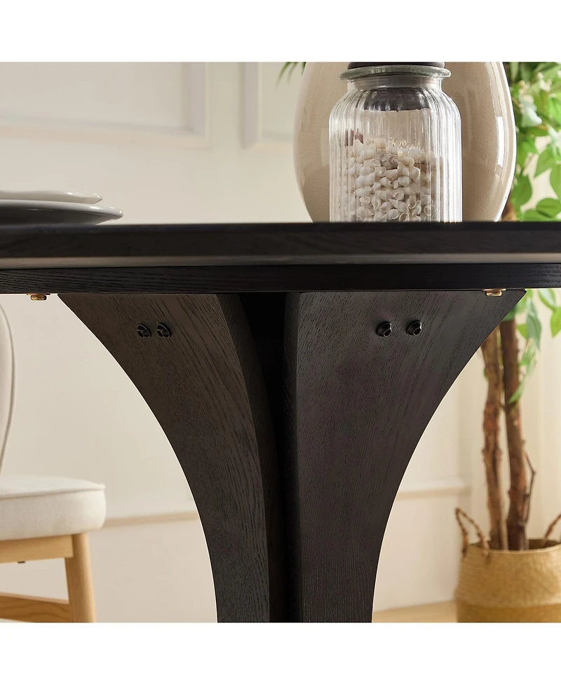 Streamdale Furniture47.24" Round Modern Style Mdf Wood Dining Table in Black Suitable for Kitchen, Living Room, Cafe, Milk Tea Shop