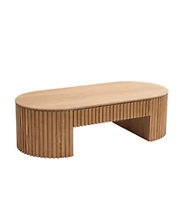 Streamdale 51" Oval Wood Coffee Table with Drawer, Mid-Century Modern Style