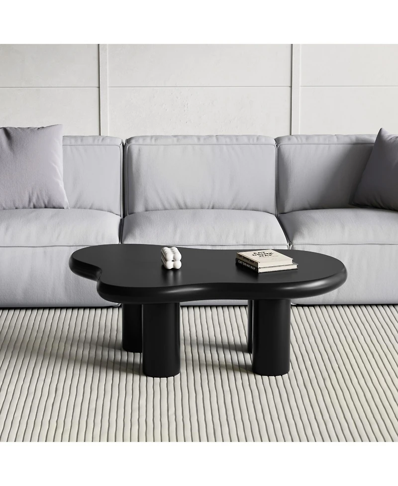 Streamdale Modern Cloud Coffee Table with Solid Legs (Black)