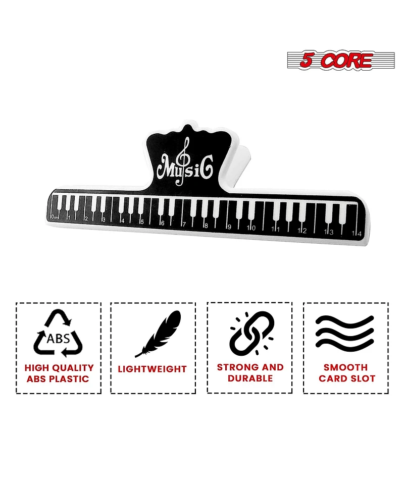 5 Core Music Sheet Page Holder Clip Black Durable Plastic Music Score Fixed Clips