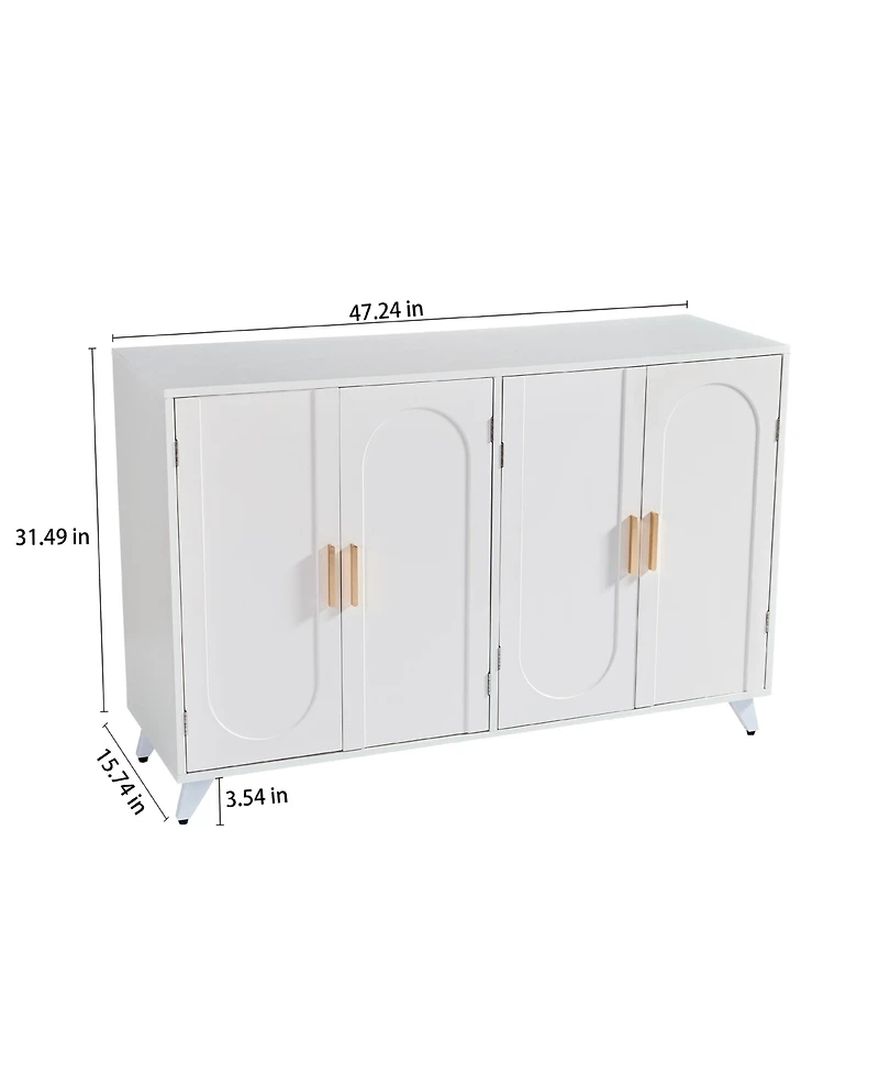Streamdale Modern 4-Door Buffet Cabinet with Removable Shelves