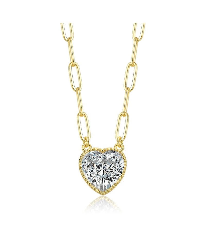 Heart Bezel Set Clear Cubic Zirconia Solitaire Necklace